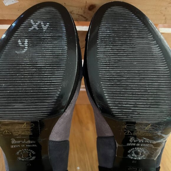 Boden Size 8 Black & Gray Suede Round Toe T-Strap Mary Jane High Heel Pumps Shoe - Picture 15 of 16